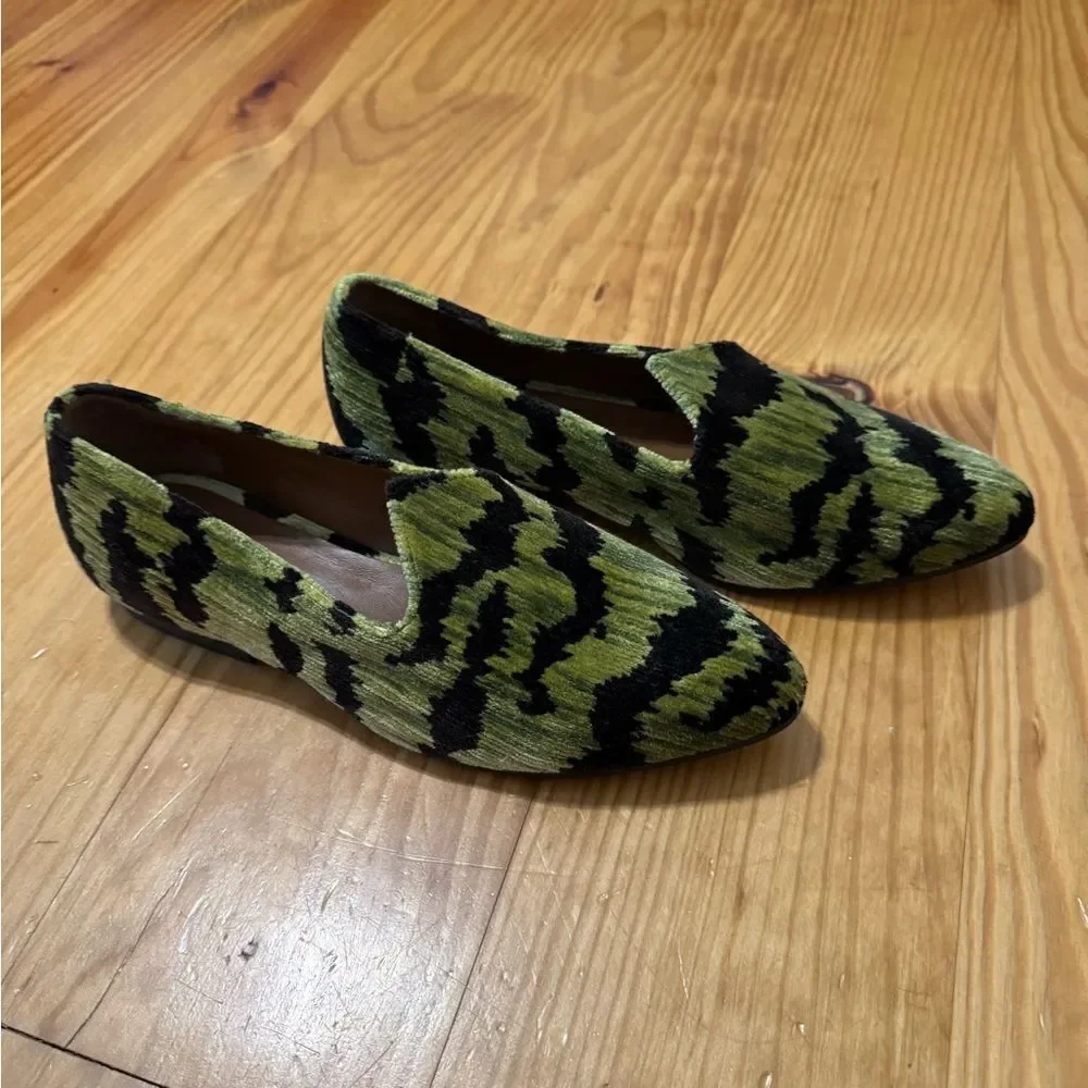 Le Monde Beryl Tiger Print Bevilacqua Velvet Venetian Slippers Green Women’s 38